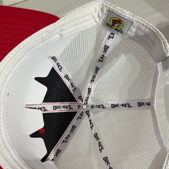 Buc-ees Red & White Mesh Trucker Cap With Embroidered Logo For Adults - Picture 5 of 5